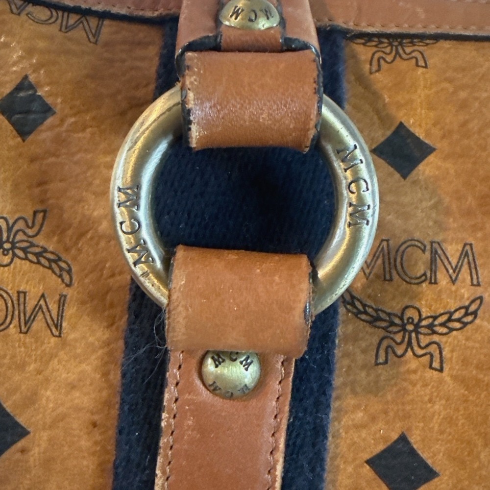 MCM Monogram Viestos Bag Cognac Leather Satchel - Picture 5 of 9